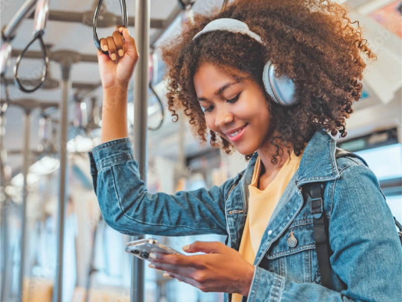 young girl on bus